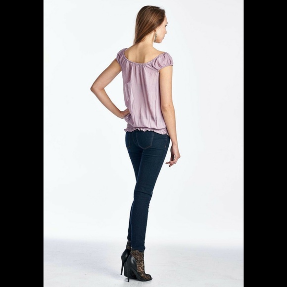 Women's Casual Peasant Summer Blouse Top - Picture 5 of 5